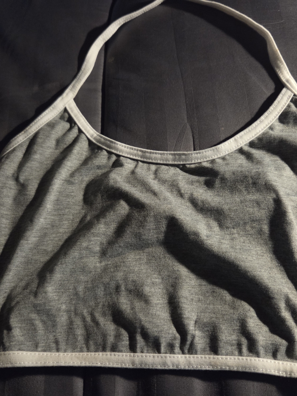 Gray Bralette Halter Neck with White Trim Size Small
